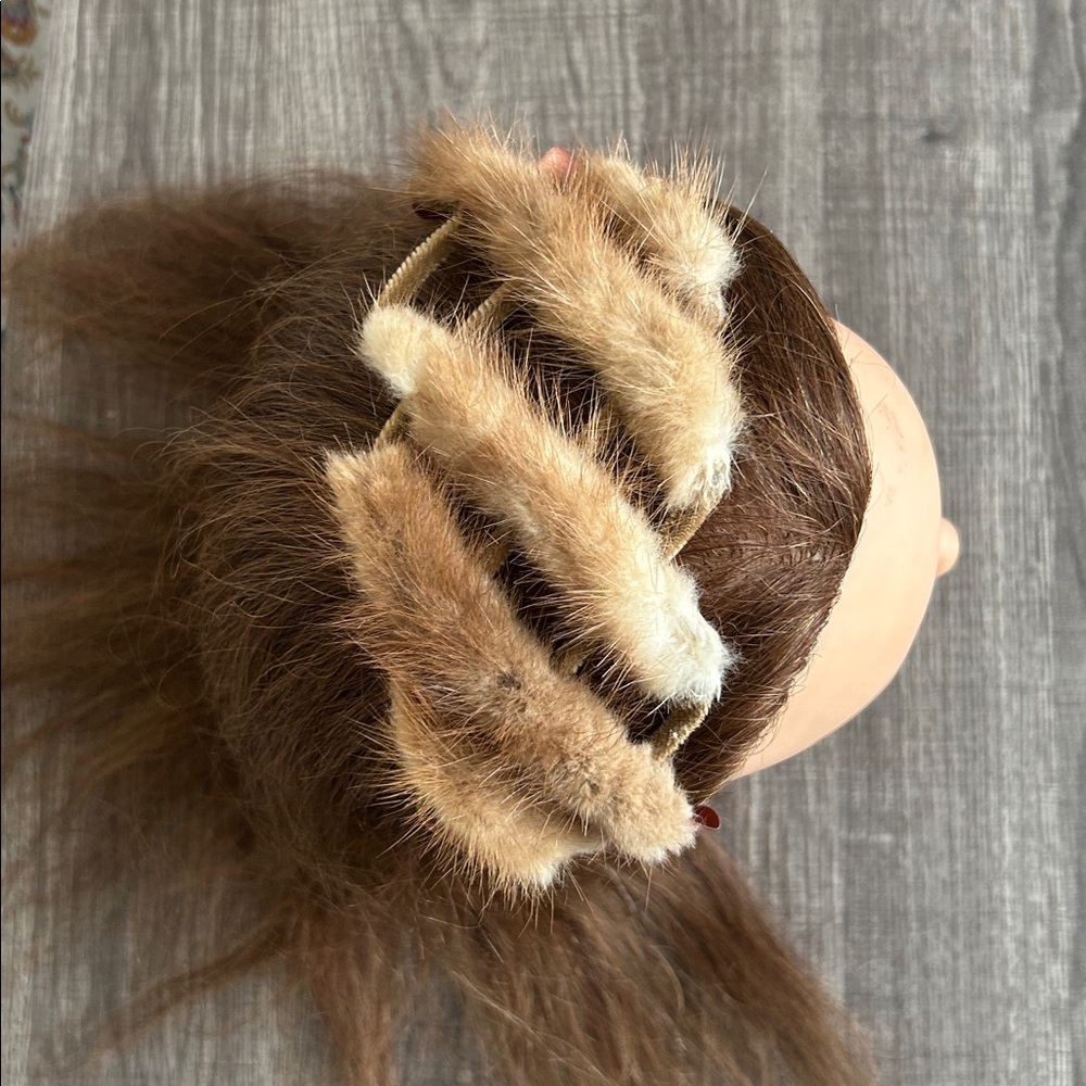Vintage Mink Headband‎ with Mauve/Brown Satin Lattice/Cage Design Church Plays - Picture 16 of 16